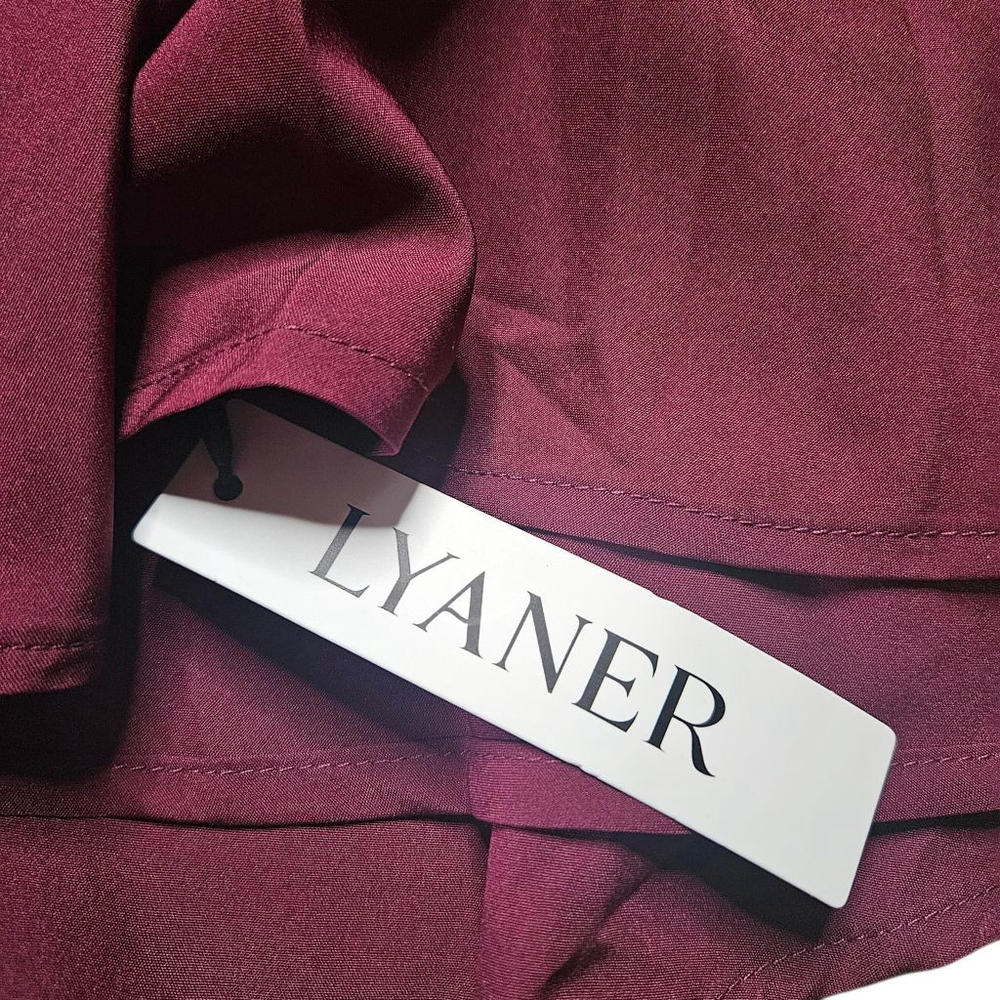 Lyaner Medium Burgandy Off Shoulder Tie Back Ruffle Mini Dress - Picture 6 of 7